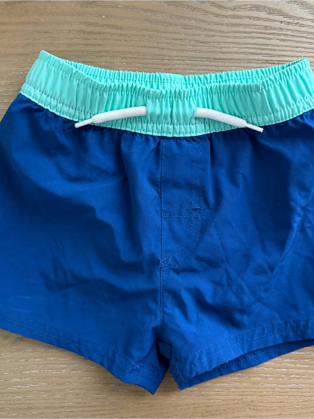 wonder nation Navy Swim Shorts with Mint Waistband